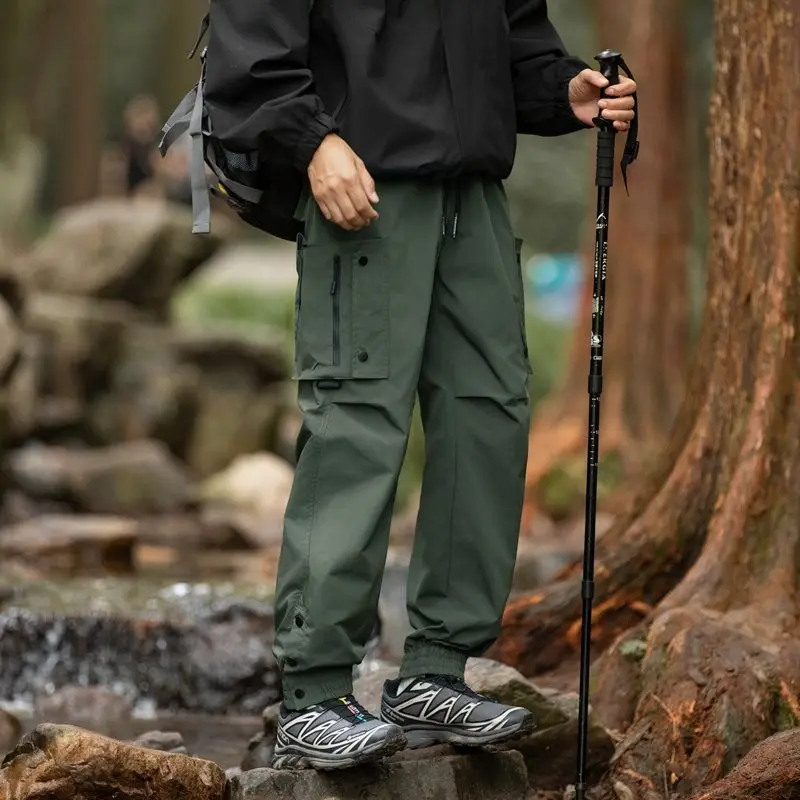 

Water-Resistant Casual Pants Spring 2026 Loose Straight Leg High Waist Quali Function Jaet Youth Khaki Color