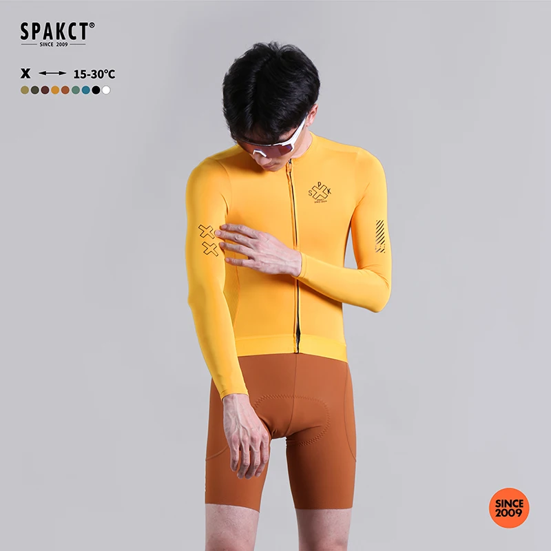 

SPAKCTMen's Professional Long Sleeve Cycling Top Quick Dry Breathable Spring autumn Road Bicycle Clothing Outdoor Sun Protection