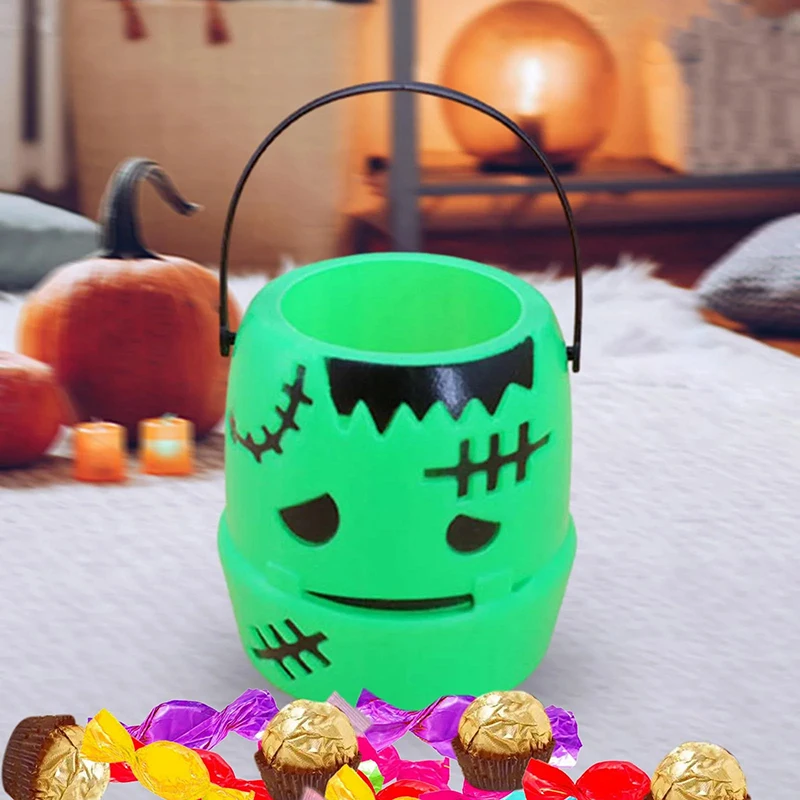 Halloween Candy Bucket White Green Purple Ghost Pumpkin Basket Kids Favor Candy Holder Trick Or Treat Halloween Party Decoration