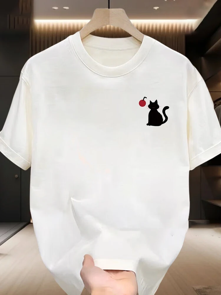 

Summer cotton short-sleeved T-shirt mens American high street versatile crew neck loose trend couple