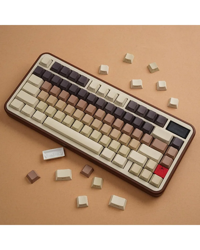 Double Engraved Transparent PBT Keycaps Coffee Style Full Set Korean Russian German Arabic Japanese