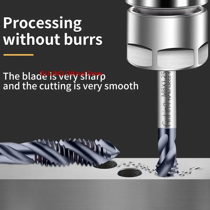 GULING HSSE-M35 TICN Coating  JIS Standard Spiral Fluted Tap M2 M3 M4 M5 M6 M8 M10 M12 Metric Machine Screw Thread Taps