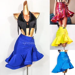 Women Latin Dance Competition Costume Sexy Tassel Tops ChaCha Rumba Samba Dance Skirt Tango Dancing Performance Suit VDB7201