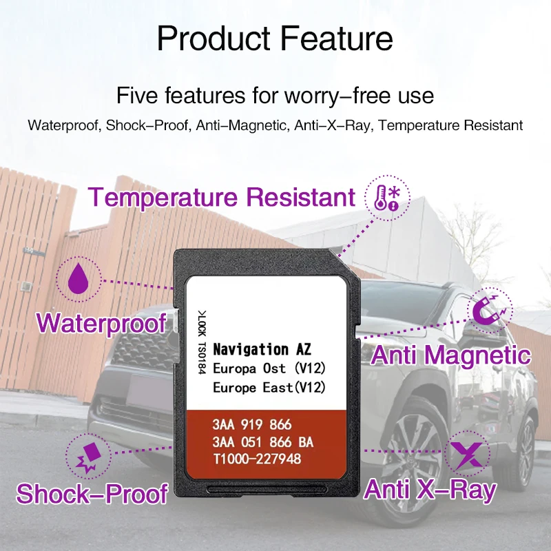 AZ V12 RNS315 SD V12 2020-2021 بطاقة أوروبا الغربية الغربية الغربية الجديدة الأصلية خريطة GPS لسيارات فولكس فاجن تتبع الطريق