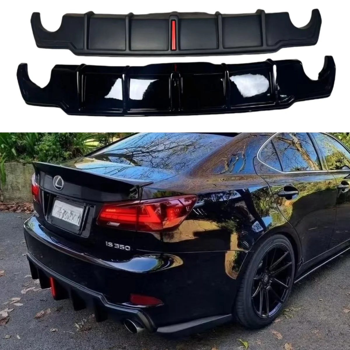 

For Lexus IS250 IS300 IS350 2006-2012 Rear Bumper Lip Diffuser With LED Spoiler Splitter Diffuser Car Accessories