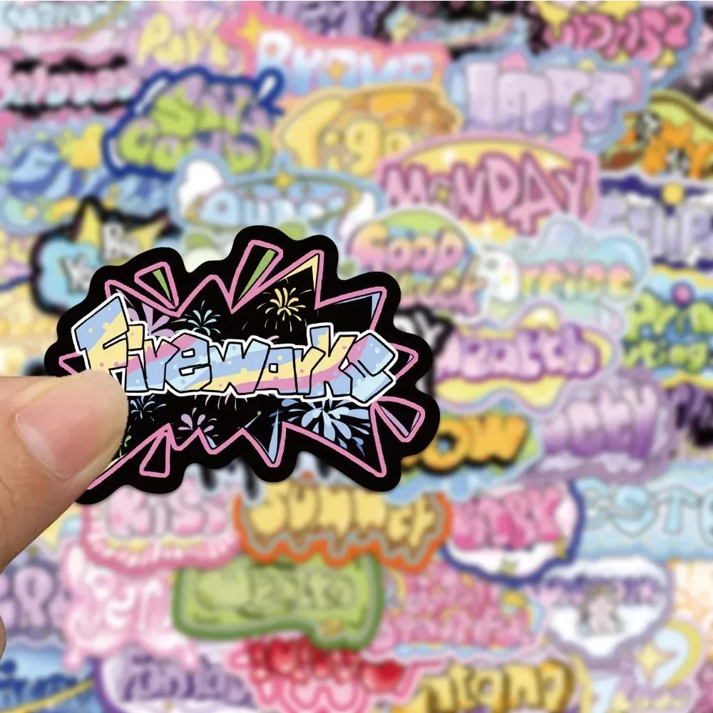 3D Graffiti Letter Stickers, Palavras bonitos dos desenhos animados, estética decorativa, Scrapbooking Papelaria, Etiqueta do telefone, Y2K, 10 pcs, 30 pcs, 50pcs