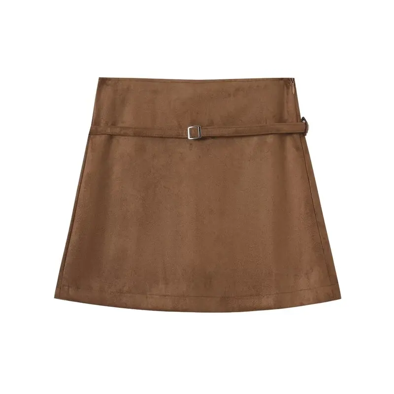 Spring 2026 Women's Mid-Waist A-Line Skirt Pants with Belt Commuter Versatile New Arrival Standard Fit Half Body Skirts