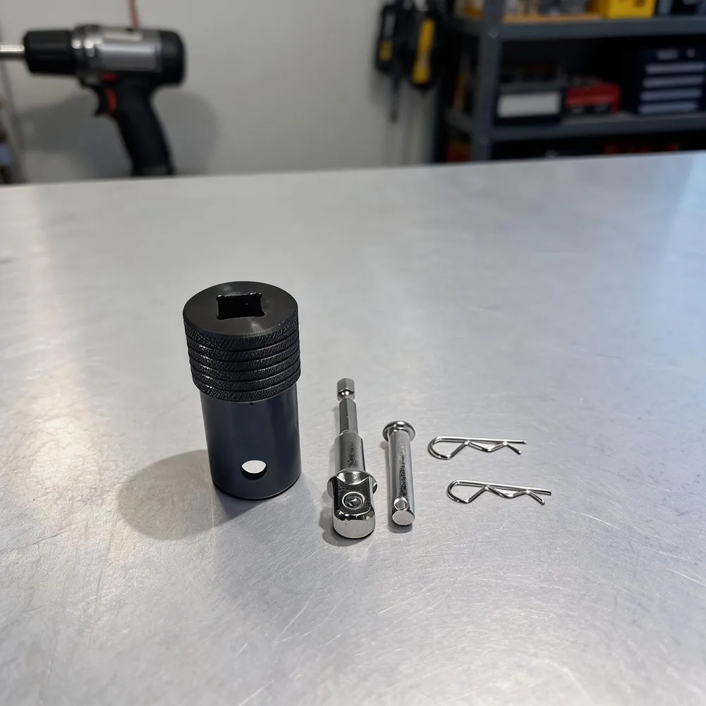 Trailer Drill Adapter for Electric Drill to Hydraulic Jack Conversion with Knurled Socket and Square to Hex Lever