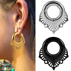 Vankula 2pcs 316L Stainless Steel Ear Weights Water Drop Flower Pattern Magnet Body Piercing Earrings Ear Expander Gauge Hanger
