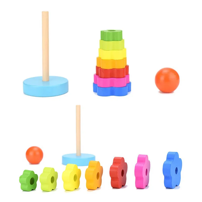 Детские деревянные игрушки, детские игрушки Монтессори для раннего образования, часы, Радужная башня, гусеница вокруг бусин, соответствующая форме TMZ