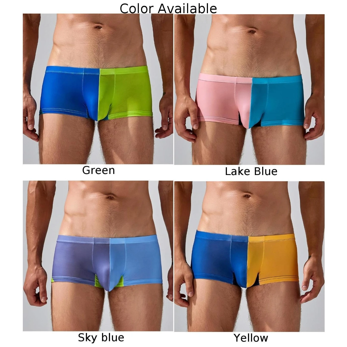 Sexy Mens Patchwork Contrasting Briefs U Bulge Pouch Shorts Printed Trunks Seamless Underwear Ultra Thin Panties Lingerie