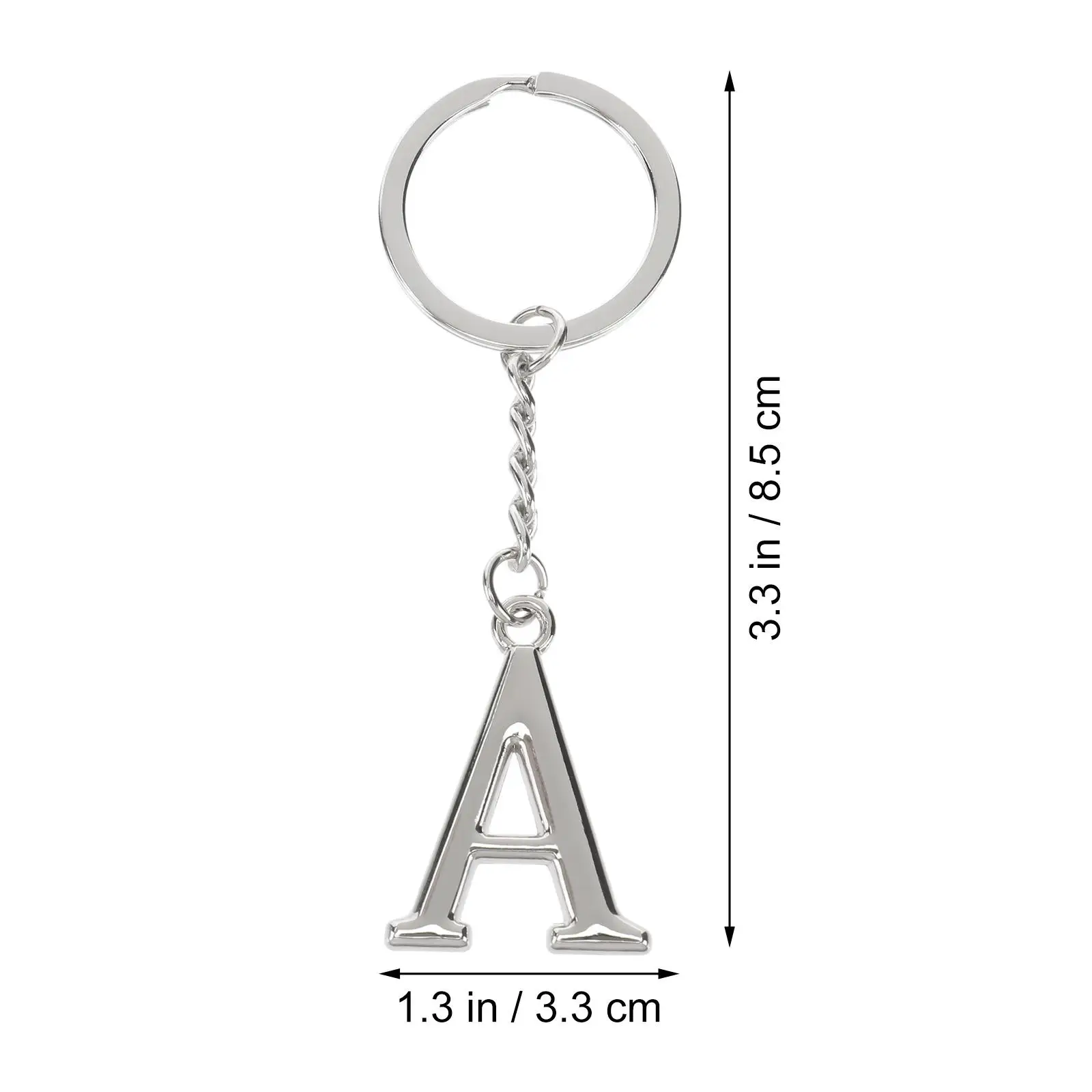 Simple Stylish Letter A Key Chain Metal Key Alphabet Keychain Bag Pendant Charm Birthday Gift (Silver)