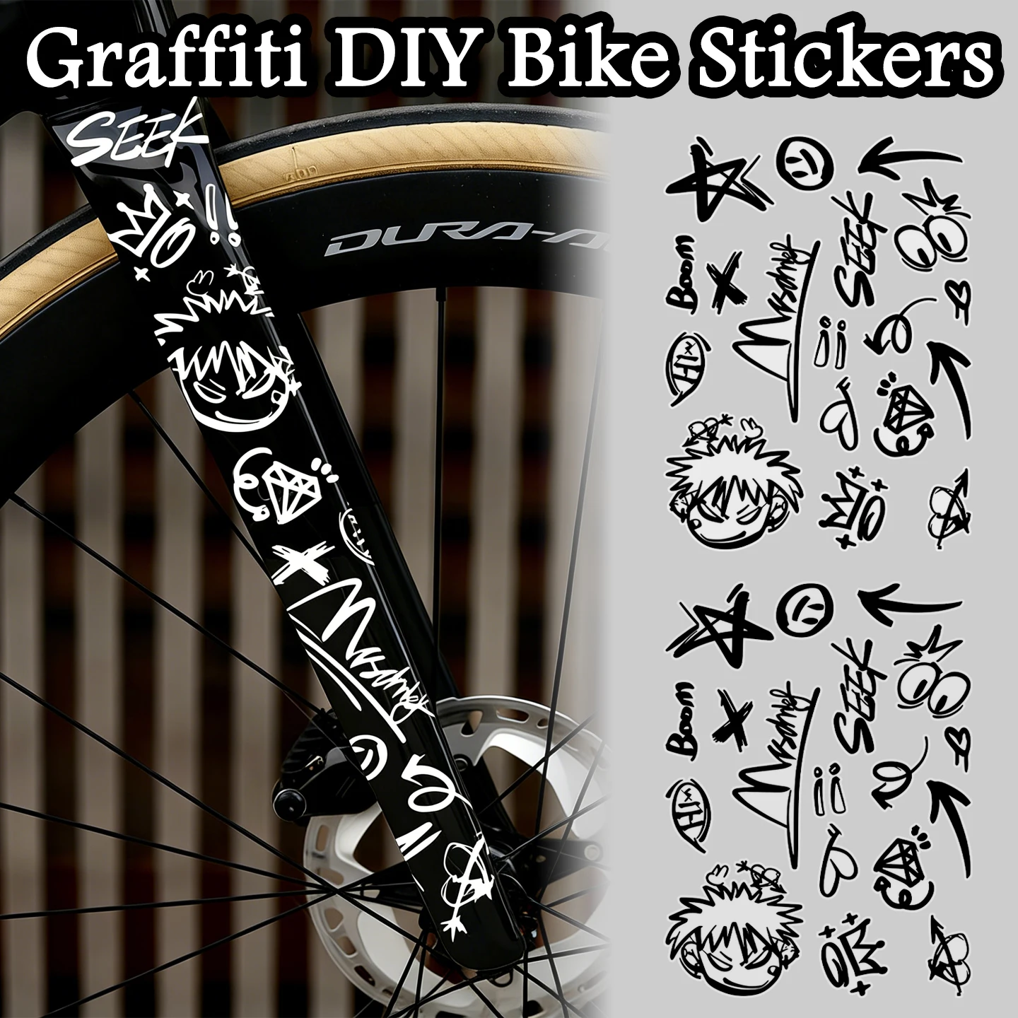 Adesivos Transparentes UV para Quadro de Bicicleta, Tubo Superior, Grafite DIY, Impermeáveis, para Ciclismo, Bicicletas de Estrada, MTB, Moto, Capacete e Acessórios