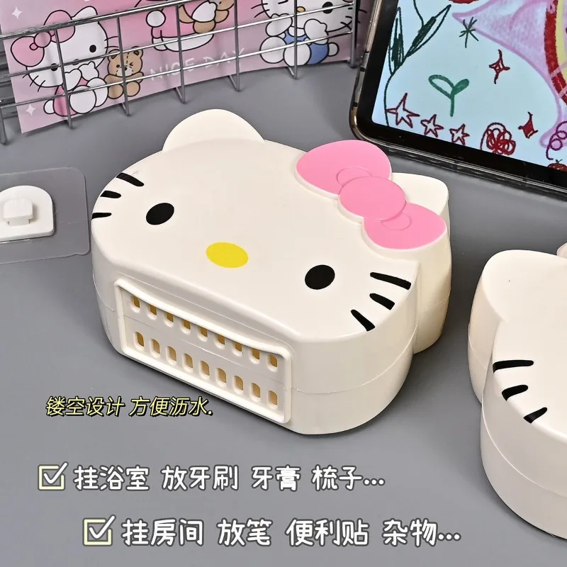 Kawaii Hello Kitty Cartoon Anime Cute Home Dormitory Washbasin Non Perforated Drain Storage Box Student Girl Gift Wholesale