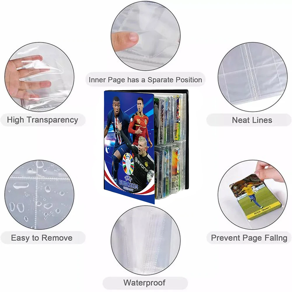 Soccer Star Player Card Box Album 240Pcs Football Star Card Book Soccer Card Binder Soccer Sports Trading Card Holder Album