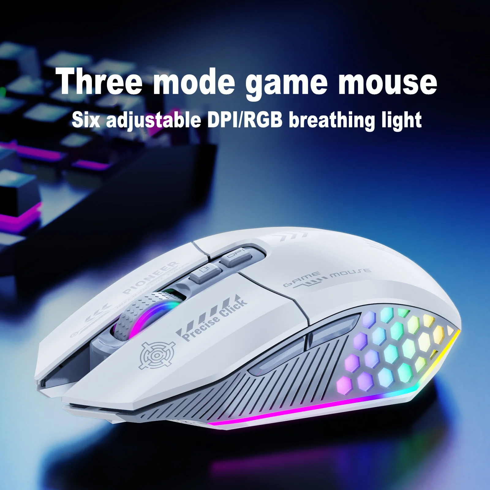 

Wireless Gaming Mouse RGB Breathing Light 2.4G+Bluetooth+Wired Three Mode Rechargeable Mute 12000 DPI Mice For Esports Gamers