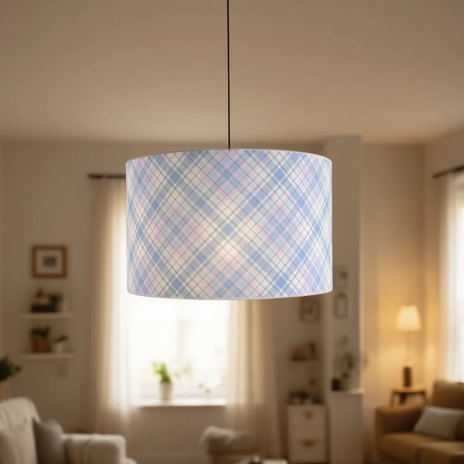 

Cartoon Plaid Pattern Chandelier, Nordic Style Children's Room Bedroom Hanging Lamp, Creative Home Decor Lighting