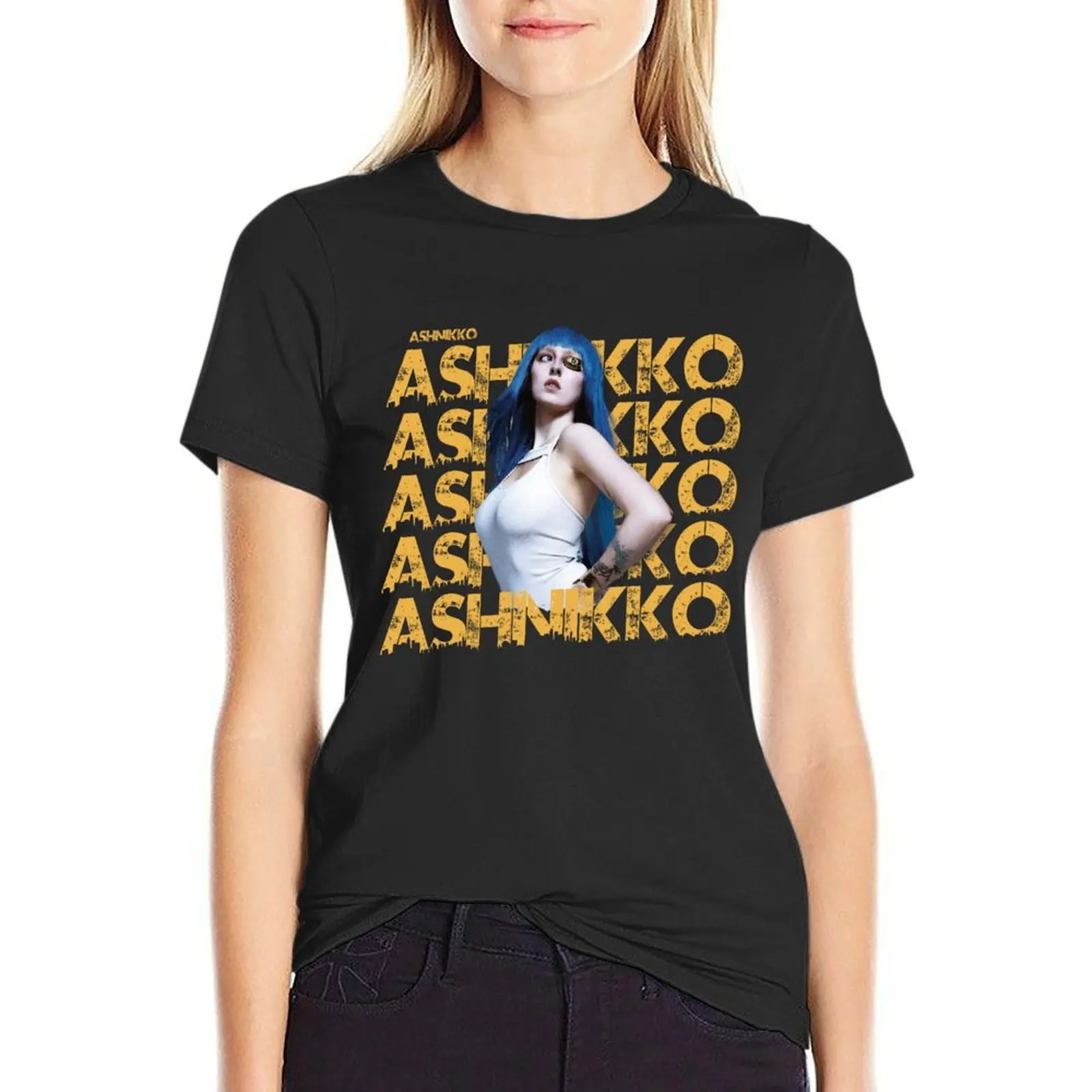 

Ashnikko gold T-Shirt oversized funny summer clothes T-shirt Women