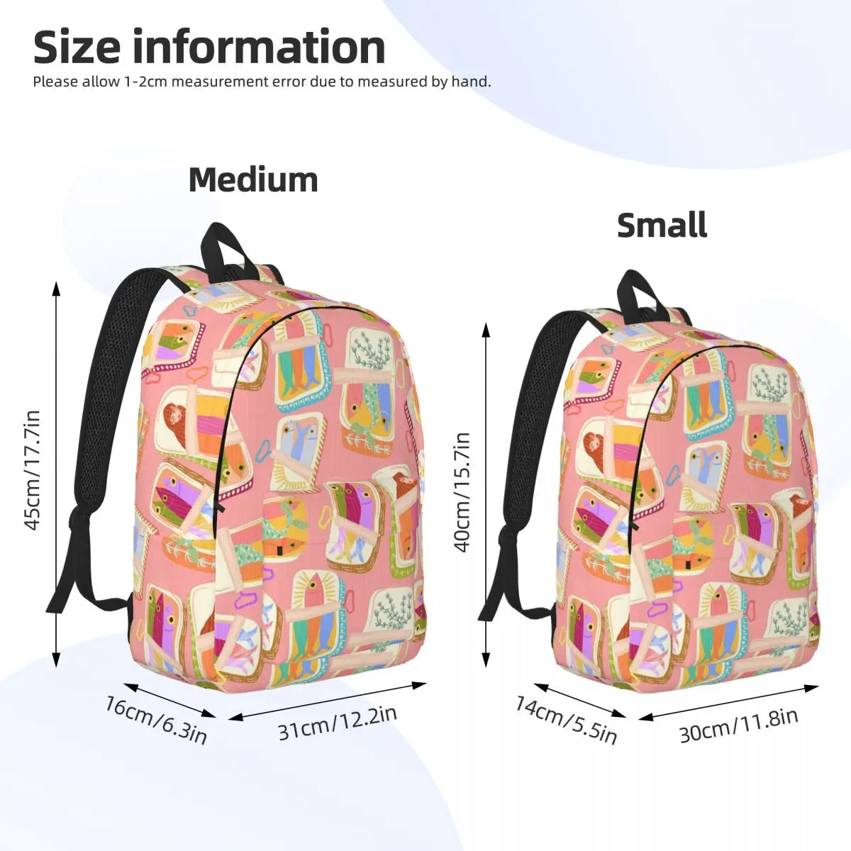 Whimsy Sardine Can Mermaid In Salmon Backpack Daypack Large Capacity Children BookBag School Bag Shoulder Bags for Men Women