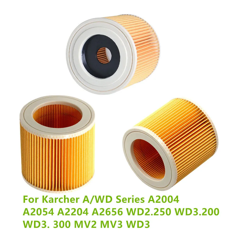 3pcs Vacuum Cleaner Cartridge HEPA Filter Air Filters For Karcher A/WD Series A2004 A2054 A2204 A2656 WD2.250 WD3.200 WD3.300 M