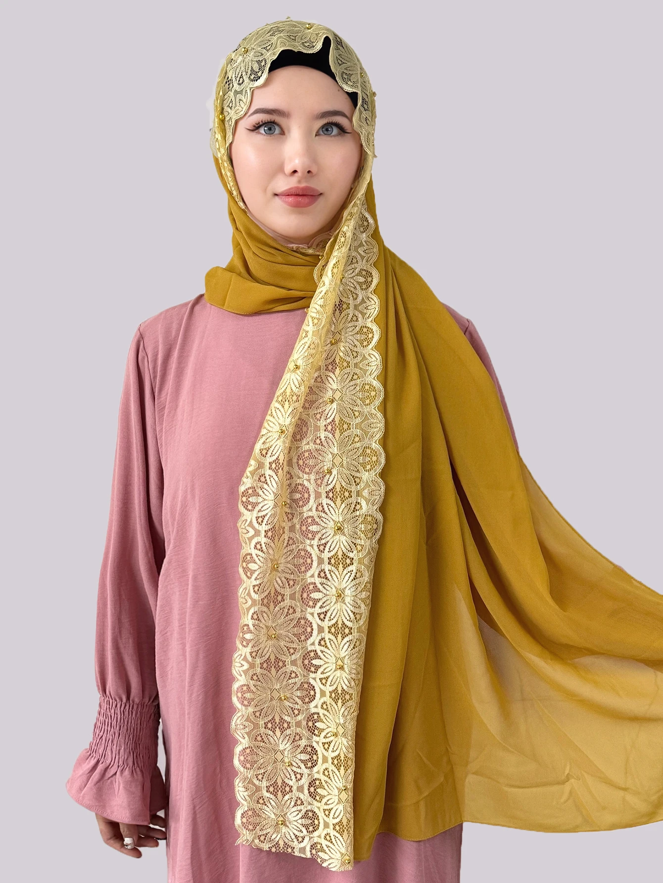 

Дизайнерский кружевной хиджаб, шифоновый шарф с пузырьками, женские однотонные мусульманские шали, хиджабы, повязка на голову, исламский платок, тюрбан, платок