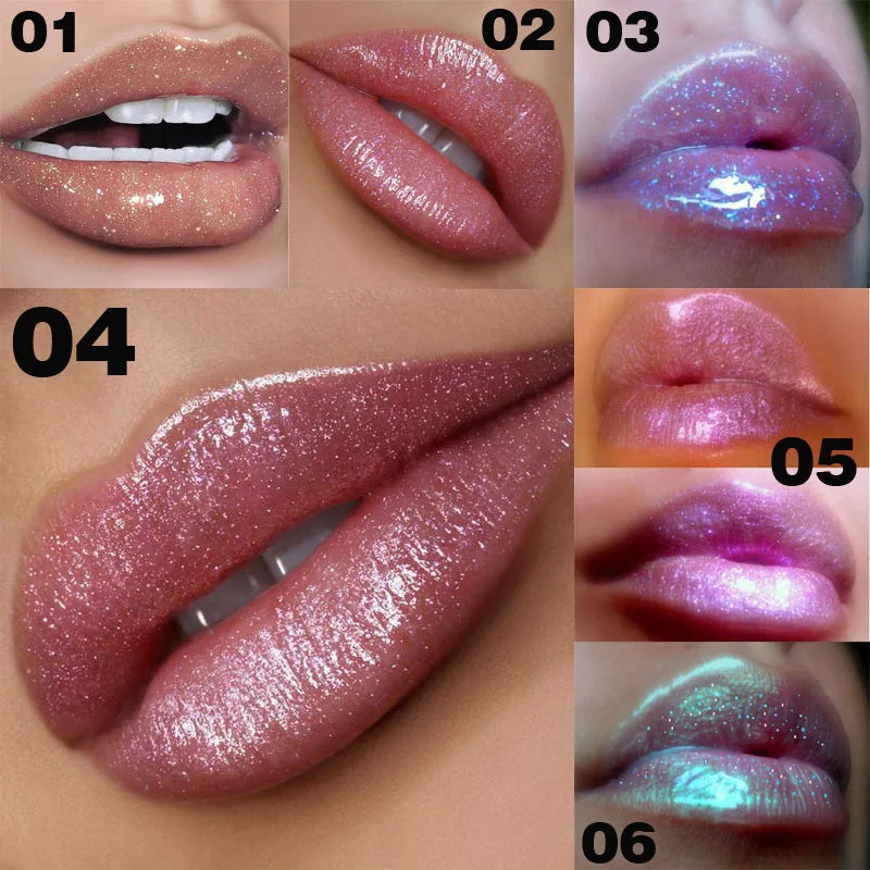 3D Lip gloss transparente holo graphische Lippen plump ing glänzende Perle Feuchtigkeit creme Farbwechsel Öl Lippen Make-up praller nahrhafte Pflege