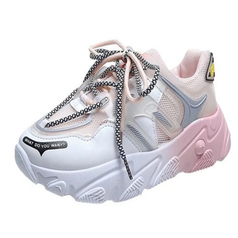 Casual Sneakers Women Rainbow Color Matching Fashion Chunky Shoes Mesh Breathable Comfortable Lightweight Running Shoes Big Siz