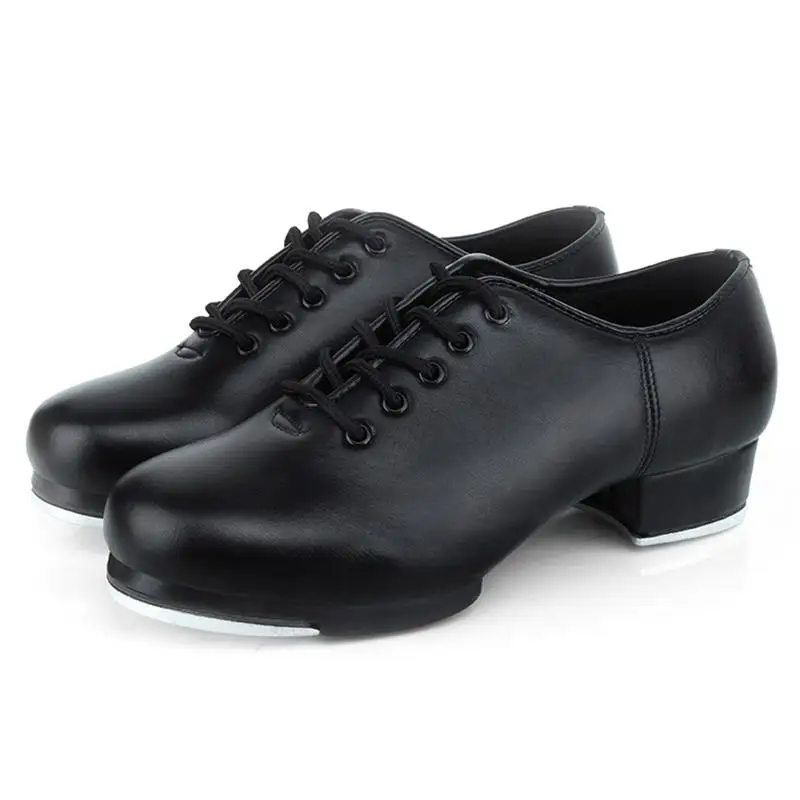 Scarpe da tap per adulti Scarpe con suola divisa stringate Calzature da ballo da sala unisex Jazz Tap Dancing Scarpe da carattere in pelle PU