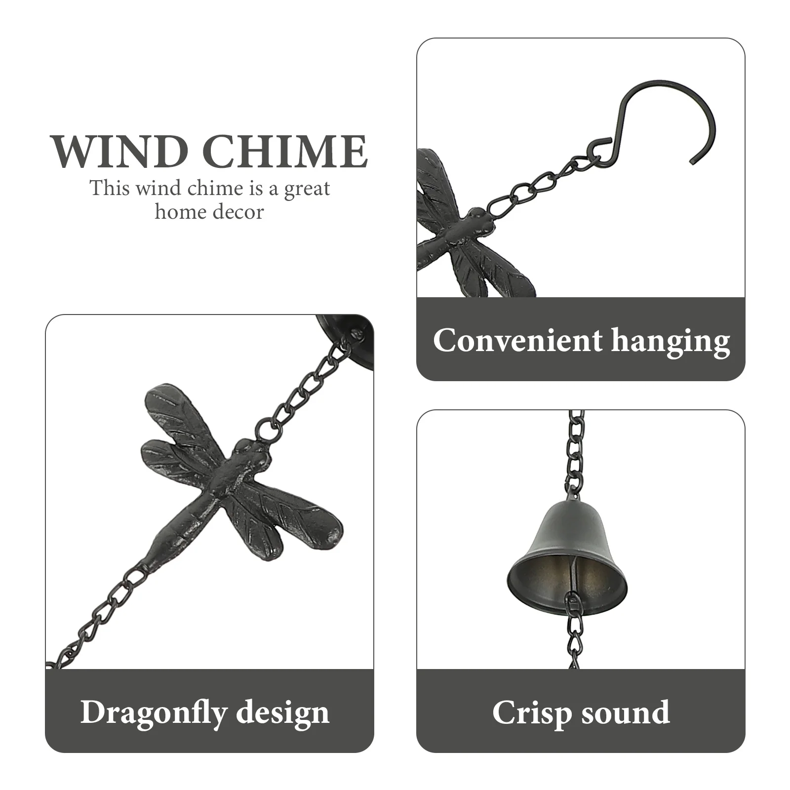 

Iron Dragonfly Wind Chime Garden Decoration Clear Melodic Sound Patio Entryway Front Door Window Area Wind Chime