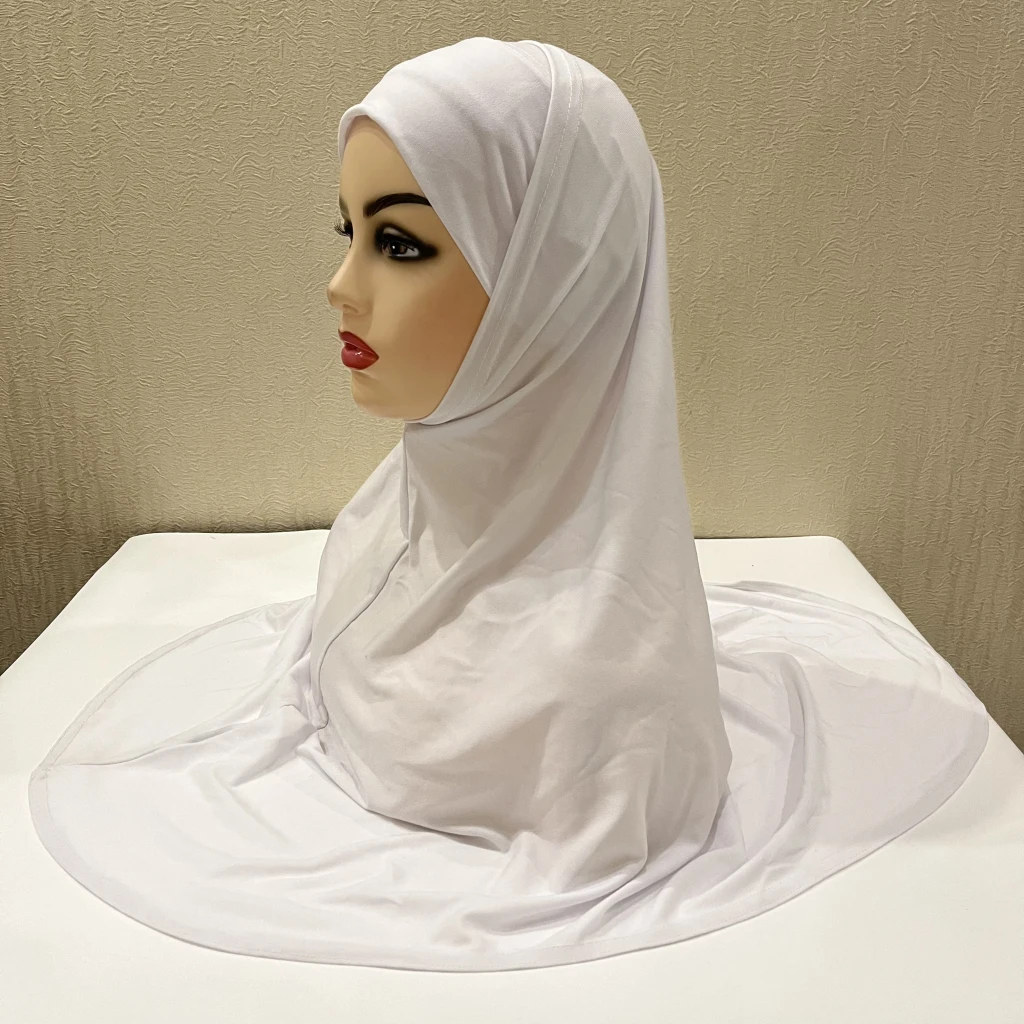 H292 Plain Lycra two pieces pray hijab outside hijabi with underscarf muslim scarf islamic headscarf hat armia pull on headwrap