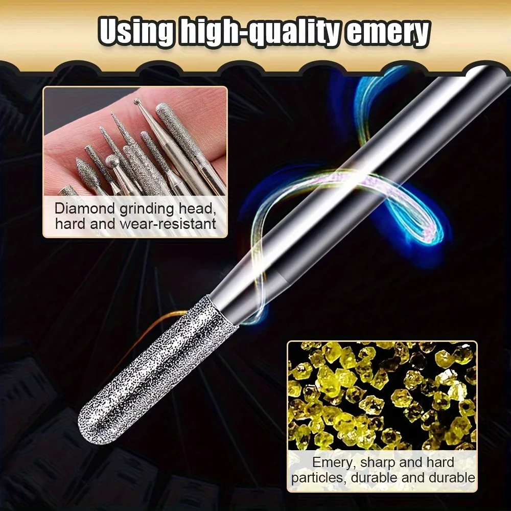 다이아몬드 그라인딩 니들 포인트 조각 디버링 연마 옥 목공 도구 및 액세서리 드릴 비트 로터리, 30 개