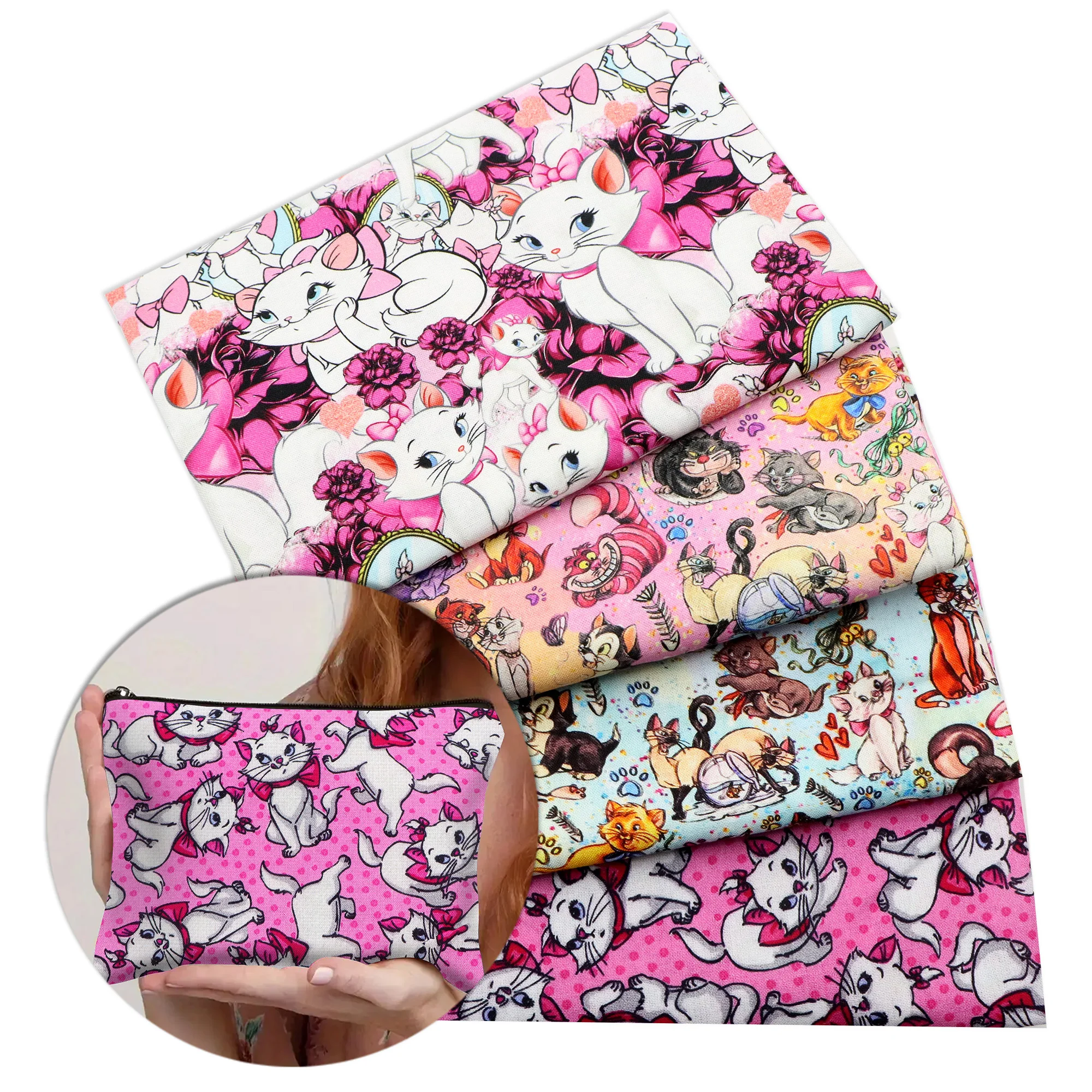 

Disney Patchwork Marie Cat 100% Cotton Fabric For Tissue Sewing Quilting Fabrics Needlework Material DIY Handmade