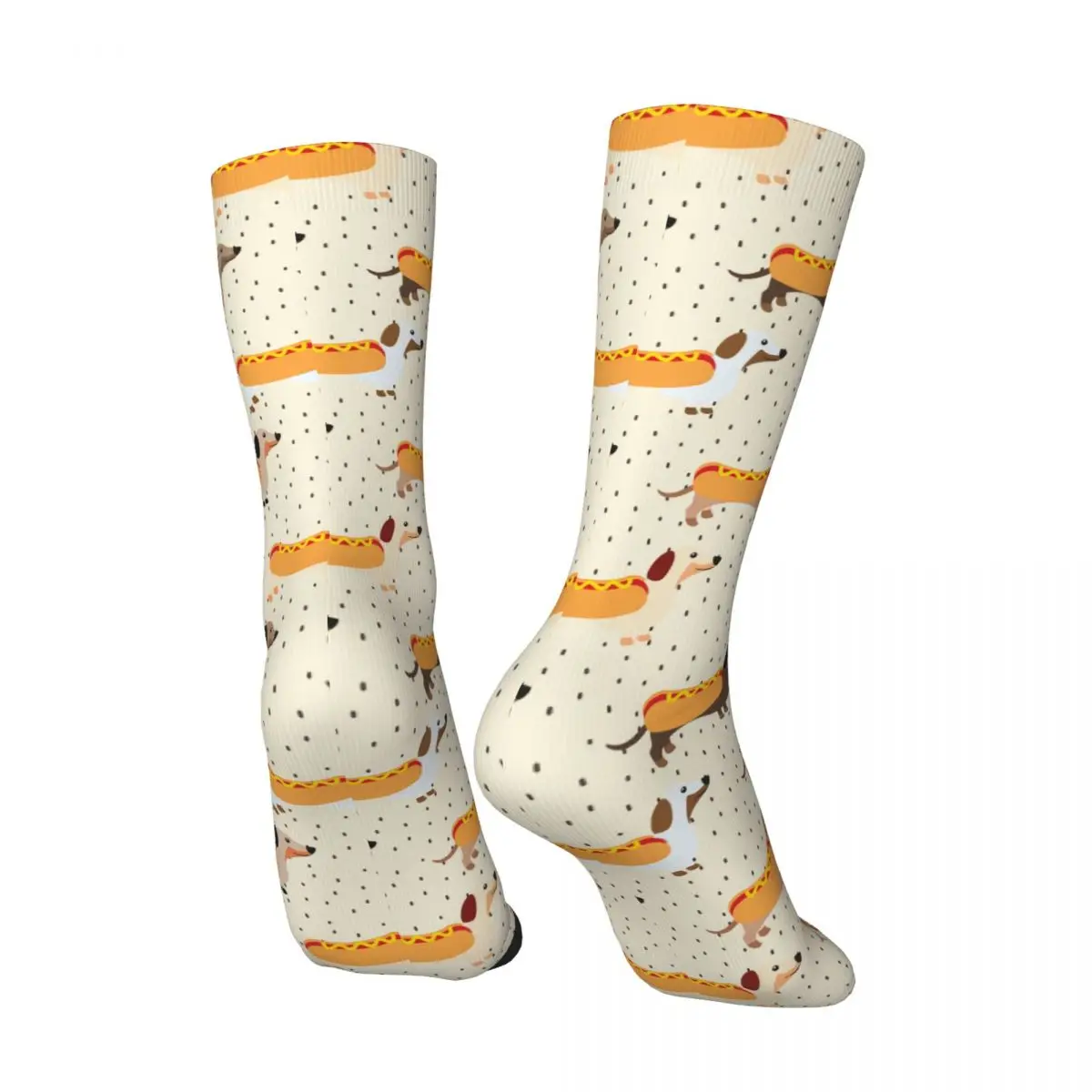 Funny Men's Socks Repeating Pattern With Cute Dachshunds Vintage Harajuku Dachshund Dog Hip Hop Crew Crazy Sock Gift Printed