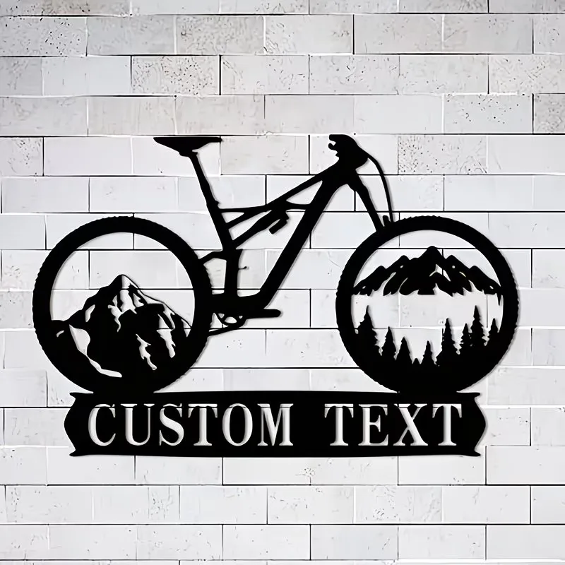 

Металлическое настенное панно «Классический горный велосипед» с живописным пейзажем – персонализированный текст, декор для дома и улицы, для веранды и сада