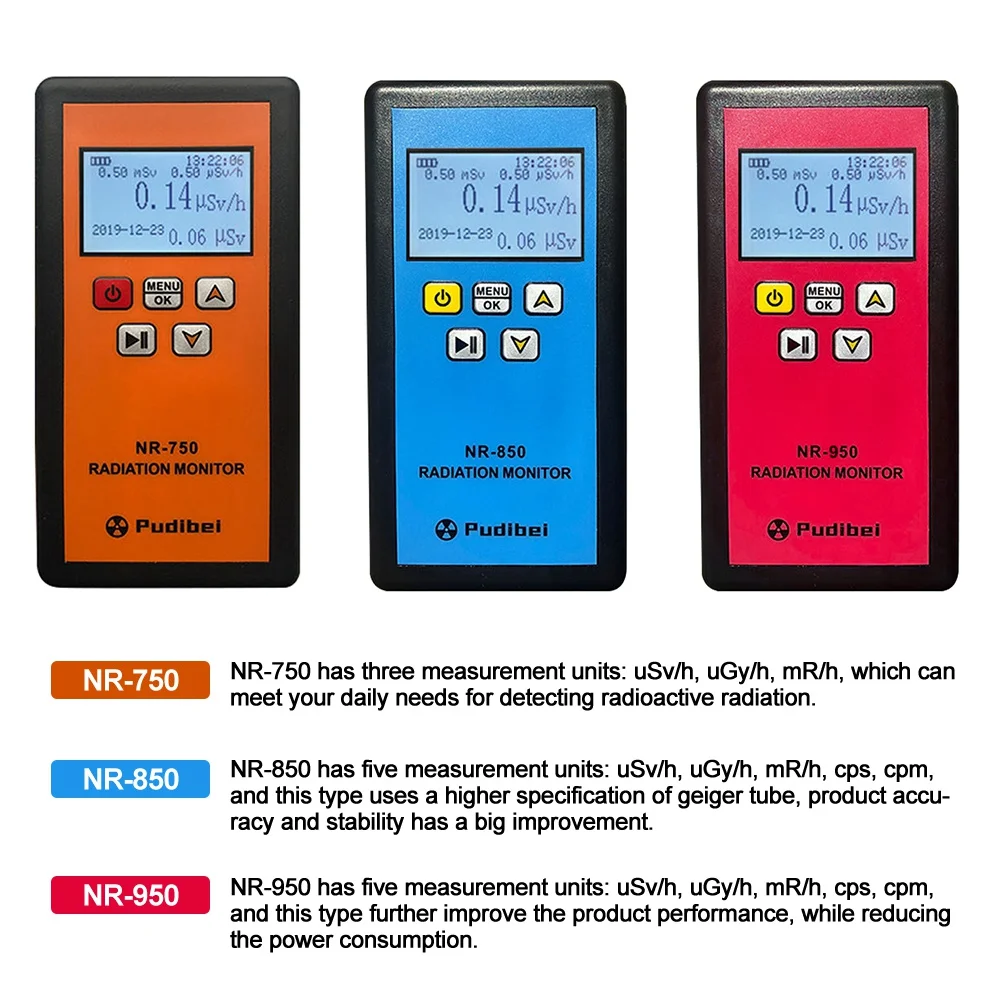 Imagem -05 - Detector de Radiação Nuclear Portátil Display Lcd Testador Radioativo Doméstico Contador Geiger Beta y Detecção de Raio x Nr750