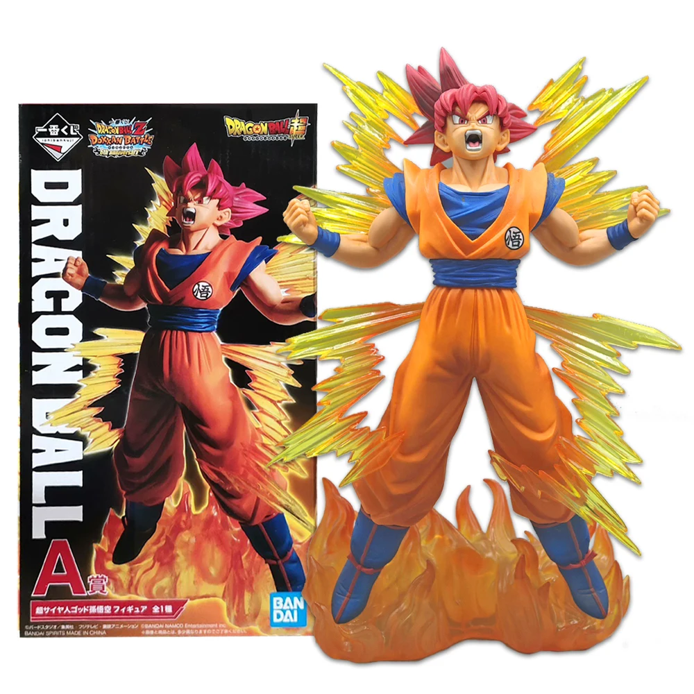 

25CM Anime Dragon Ball Red Hair Sun Wukong Figure Explosion Battle Super Saiyan God Goku Special Effects Parts Model Toy Gift