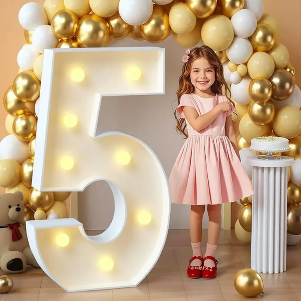 Standing Marquee Light Up Number For Anniversary Birthday Wedding Party Celebration Event Decoration LED Photo Prop