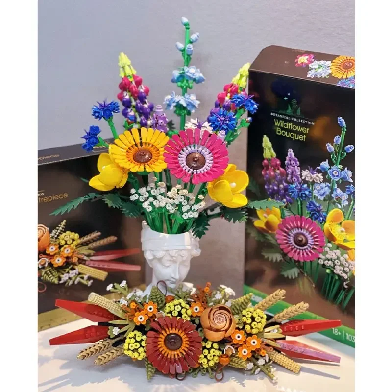 MOC10313 Romantic Wildflower Bouquet Flower Building Set Home Decoration Building Block Toys Valentine's Day Gift for Girlfriend