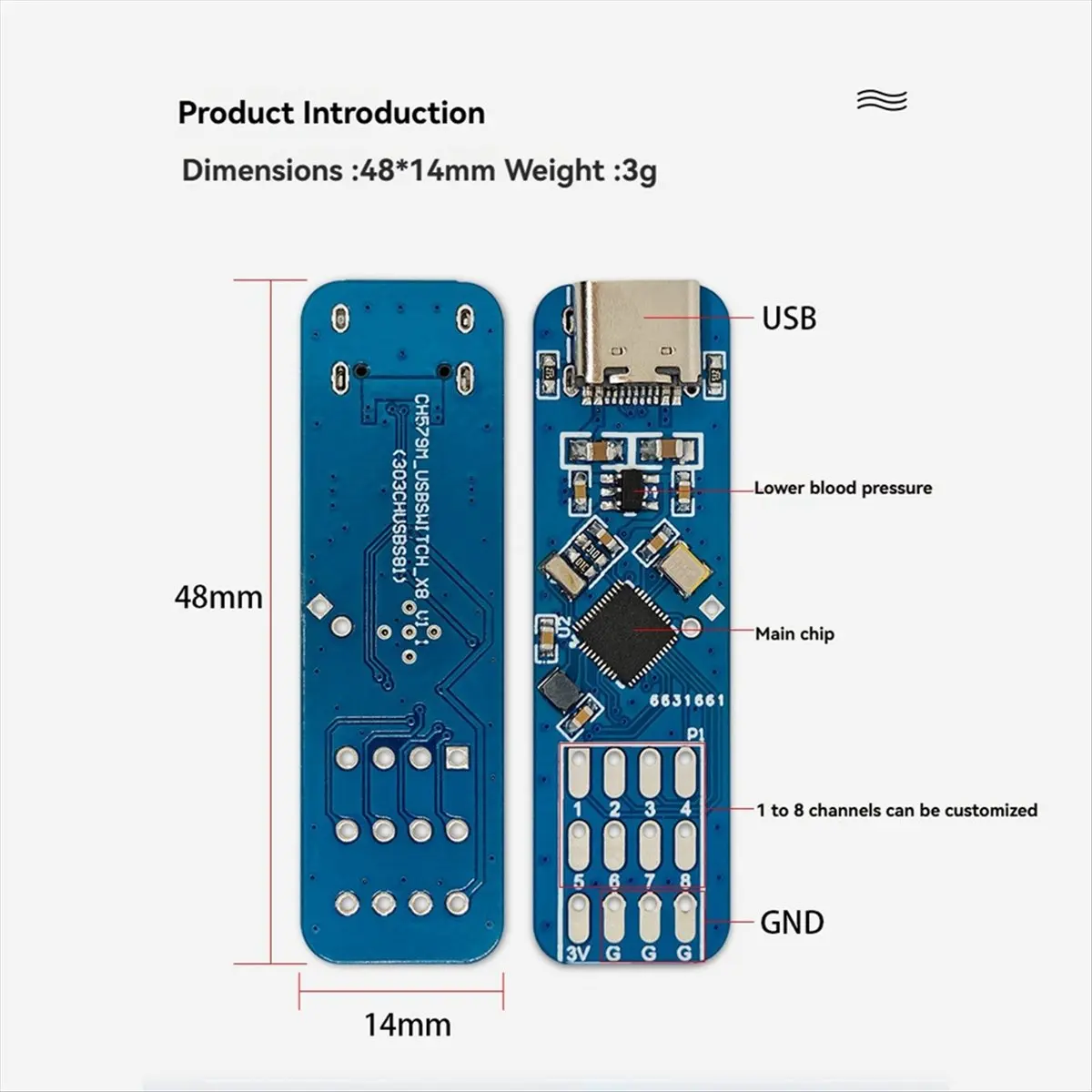 A72Z 8-CH USB Custom Keyboard Module on-Board CH579M ME6211C33 Chip Supports USB Custom Keyboard Function