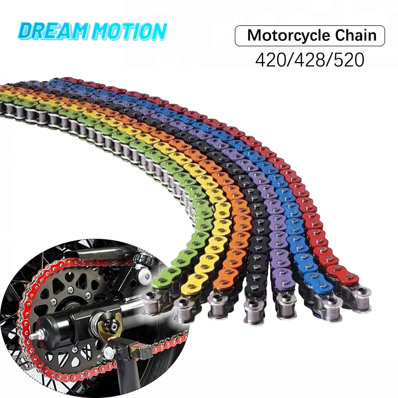 

420 428 520 Motorcycle Colorful Chain Red Blue Green Yellow Orange For High Race Pit Dirt Bike Monkey Dax ATV Chains L=108 Link