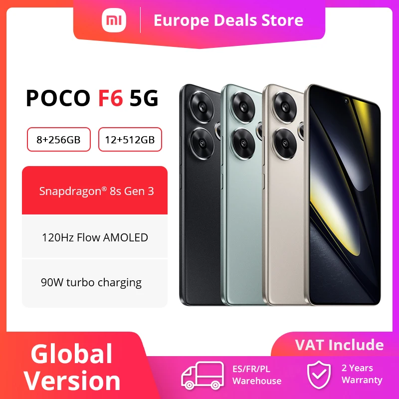 Wersja globalna POCO F6 smartfon 5G NFC Snapdragon®8s Gen 3 120Hz 90W Turbo ładowanie 5000mAh Battary