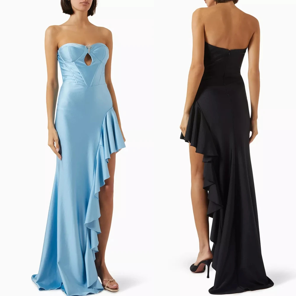 

Тяжее облегающее платье с рюшами по индивидуальному заказу, вечерние платья трапециевидной формы, вечернее платье без рукавов для выпускного вечера, изысканные вечерние платья высокого качества для женщин