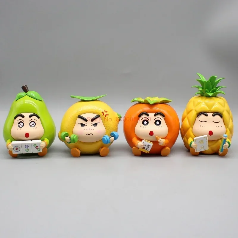 10cm Anime Figure Crayon ananas Fruit Series figurine Kawaii Q Version Pvc Model Statue Car Ornaments Toys For Children Gift