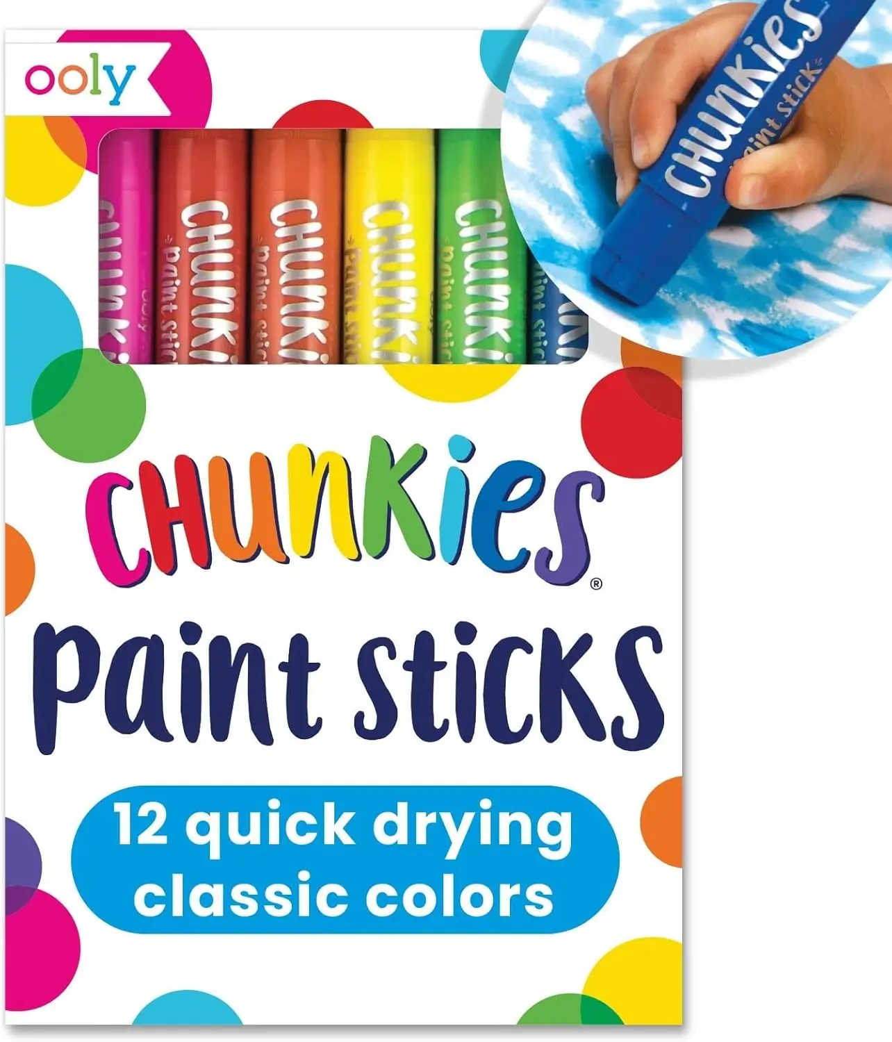 

12 Non-Toxic Quick-Drying Paint Sticks for Kids, Mess-Free Tempera Art Supplies for Toddlers & Classroom