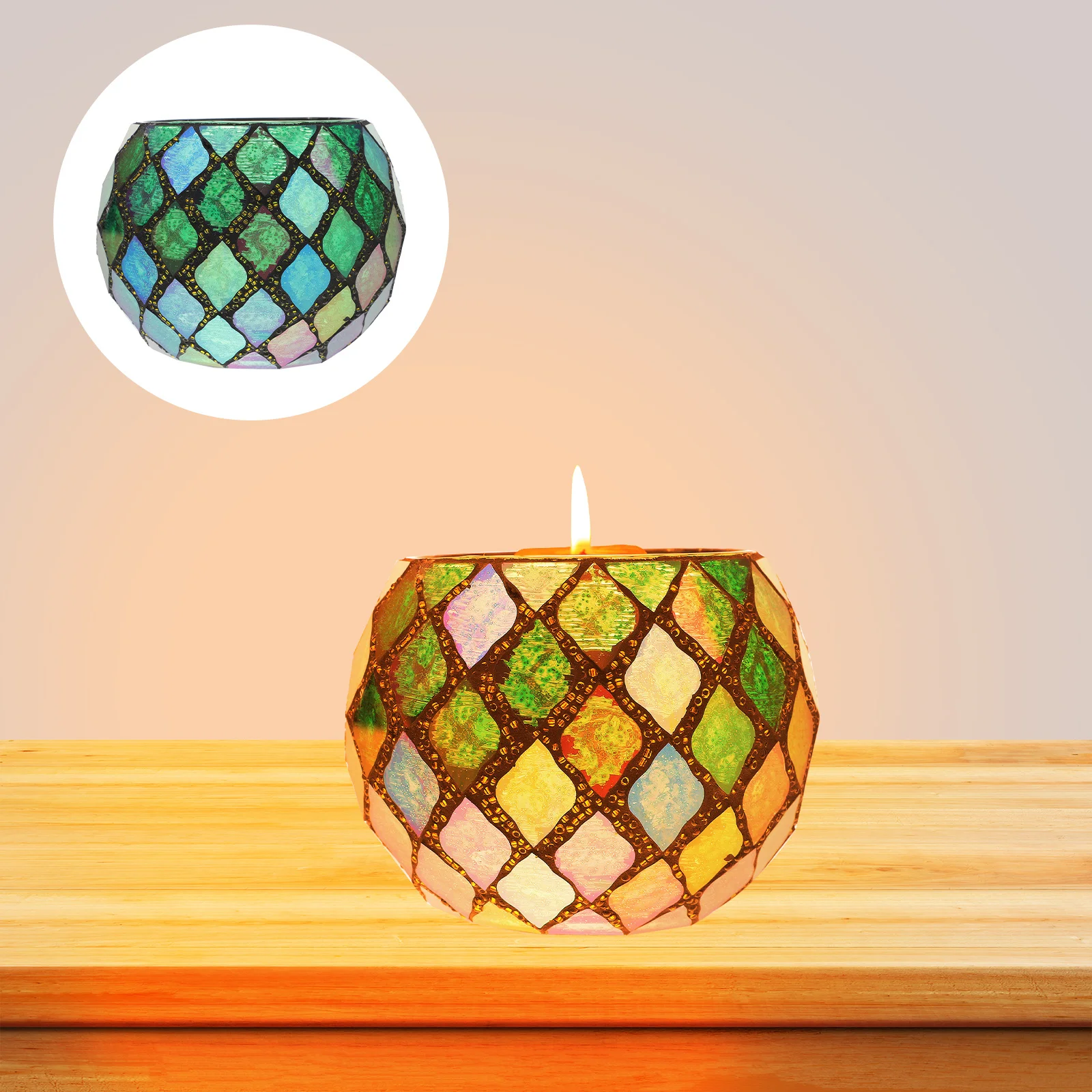 

Glass Holder for Tealight Votive Candles Home Decor Bowl Shape Decorative Piece for Living Room Bedroom Office Yoga Space