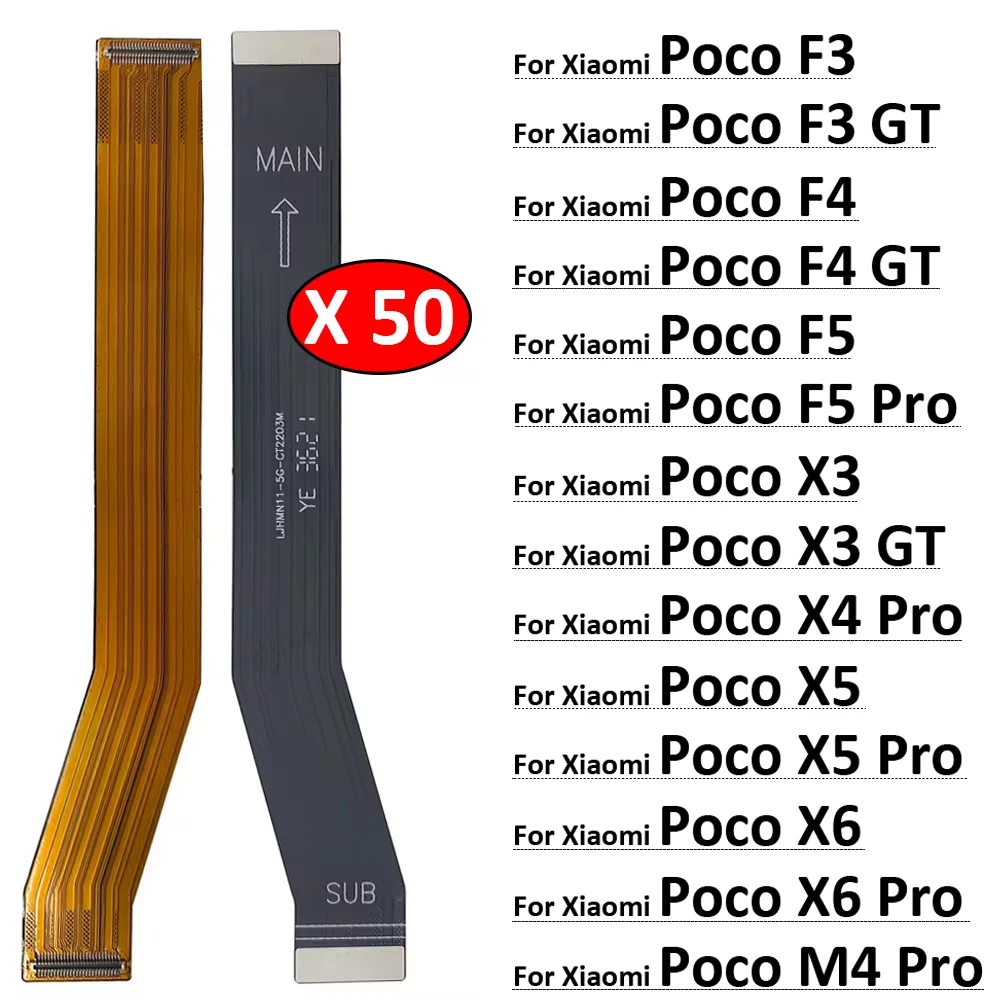 50Pcs/Lot, New For Xiaomi Poco F1 F2 F3 F4 F5 GT X3 X4 X5 X6 M4 Pro 4G 5G Motherboard FPC Main Board Connector Flex Cable