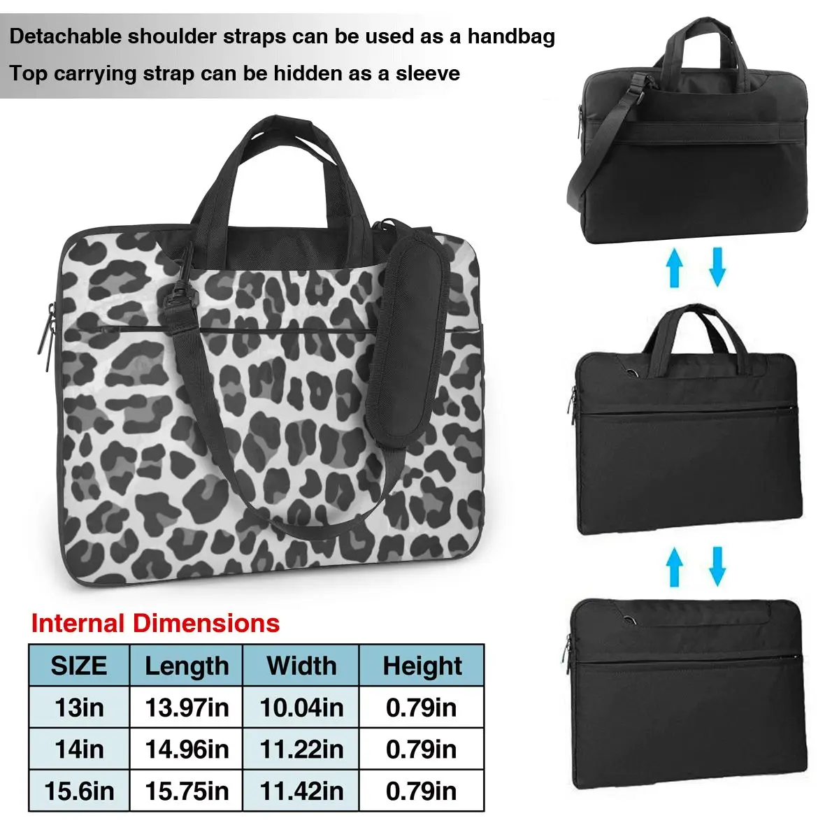 Leopard Print Laptop Bag Shockproof Case Computer Bag 13 14 15.6 Inch Crossbody Notebook Pouch For Macbook Pro Air