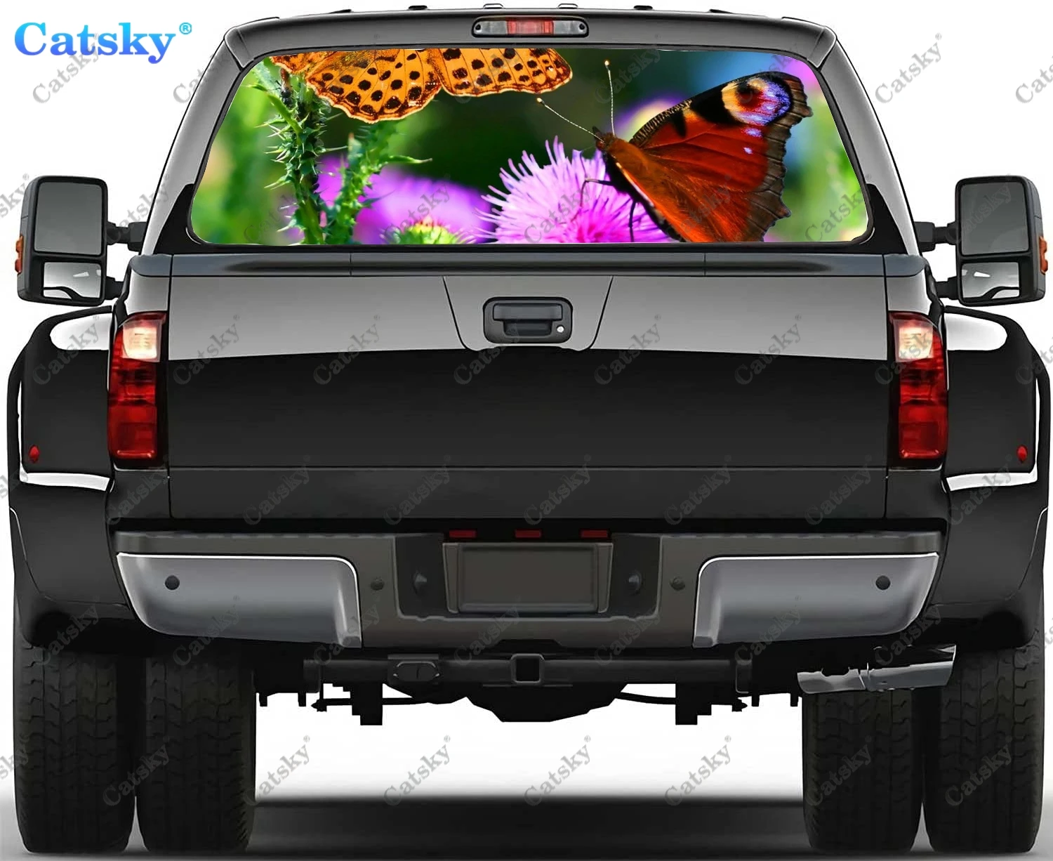 Custom Butterfly Pattern Car Rear Window Stickers Windshield Decal Steed Truck Rear Window Decal Tint Perforated Vinyl Graphic