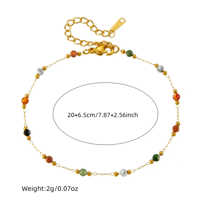 DIEYURO 316L Bransoletka ze stali nierdzewnej z naturalnymi kolorowymi koralikami Womens 2024 Nowy zwięzły trend Nieblaknąca złota biżuteria na rękę Prezent — zdjęcie 3