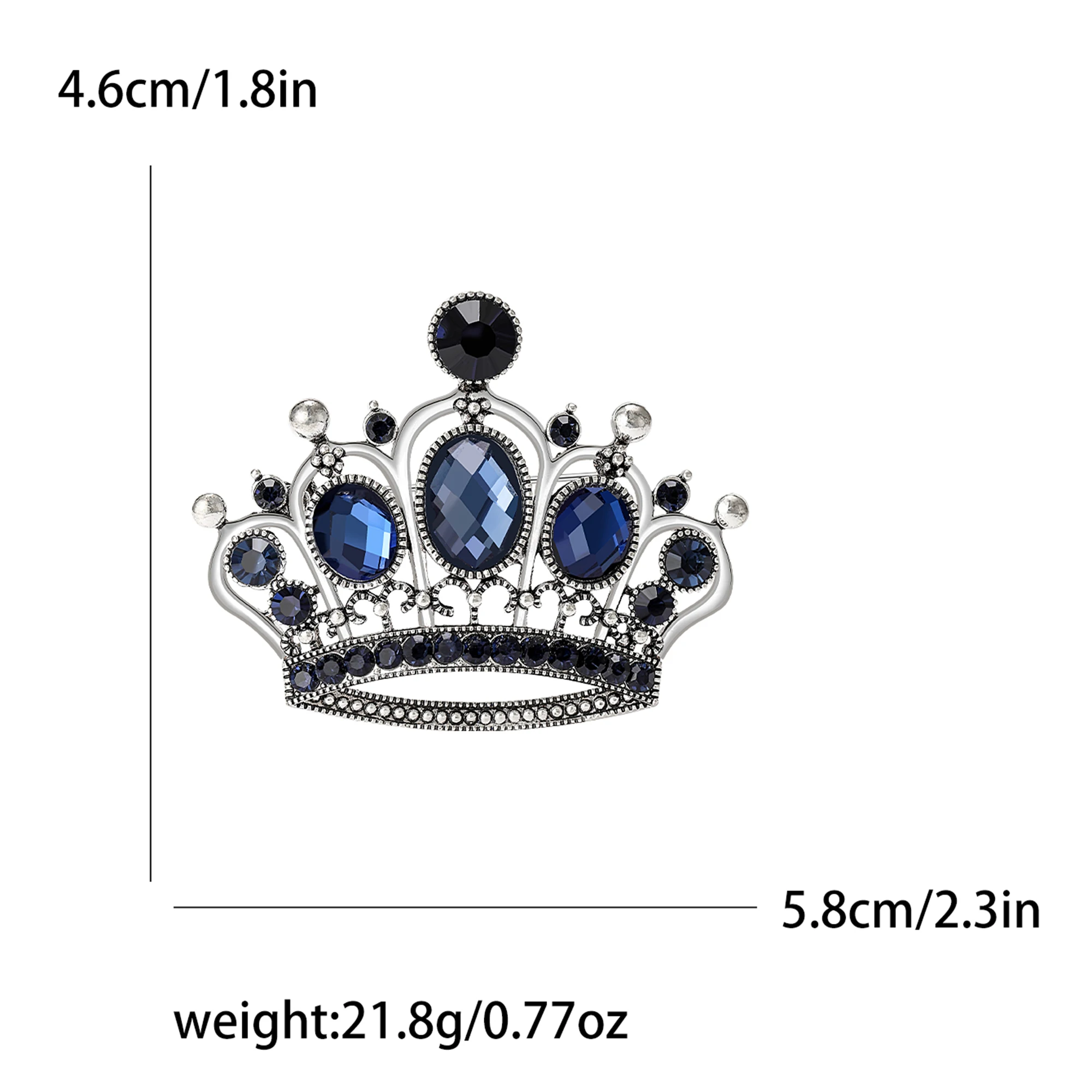 Beaut&Berry Vintage Rhinestone Crown Brooches for Women Unisex 2-color Available Pins Casual Party Accessories Gifts